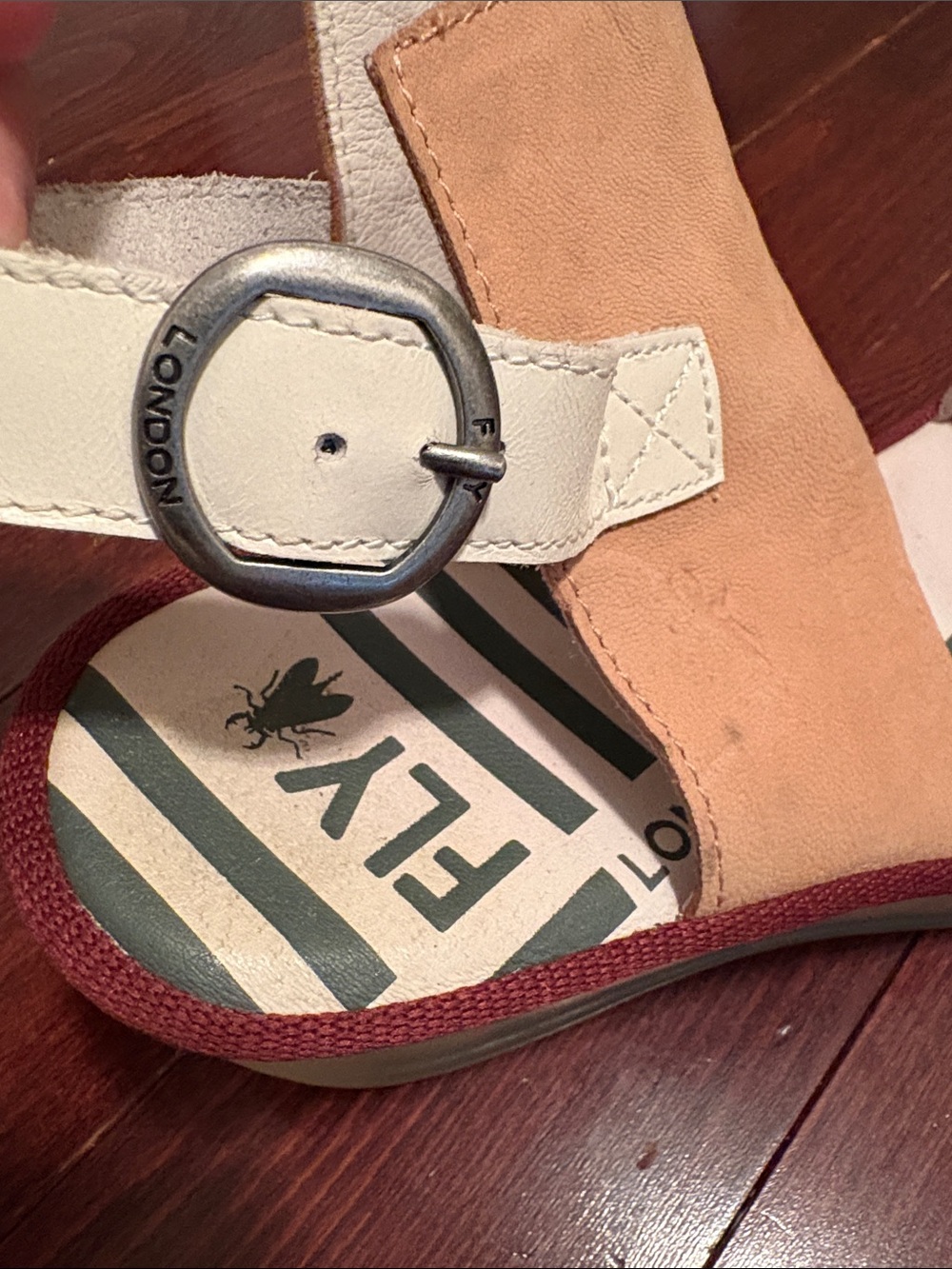 Fly London Beige and White Platform Wedge Sandal - Picture 7 of 8